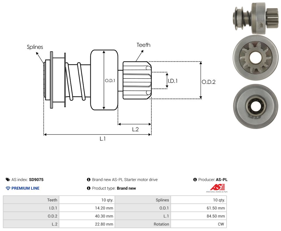 Starter motor pinion