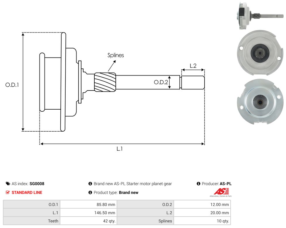 Starter motor reduction gear