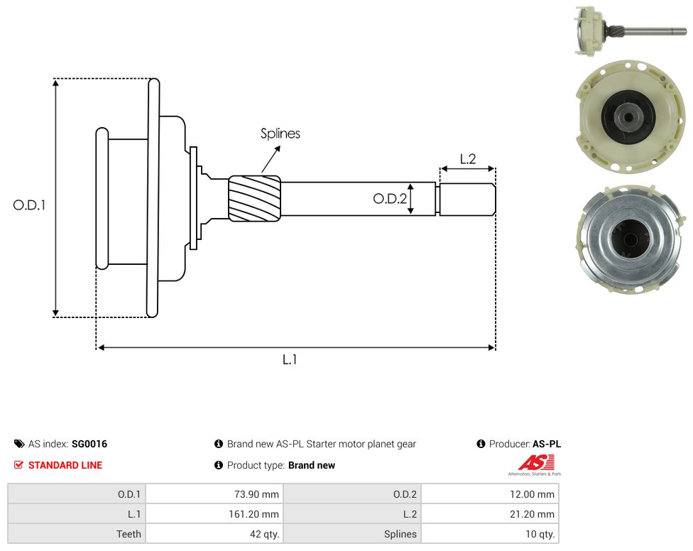 Starter motor reduction gear