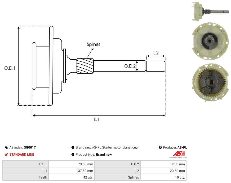 Starter motor reduction gear