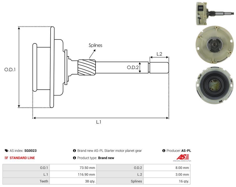 Starter motor reduction gear