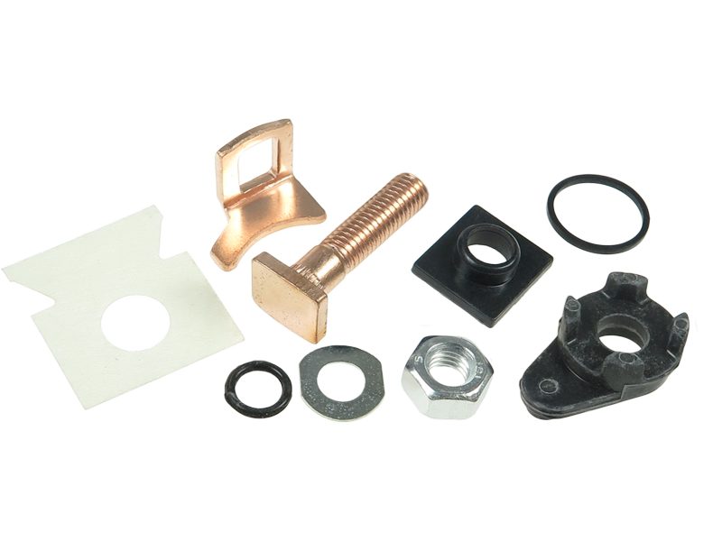 Starter motor solenoid fixed contacts