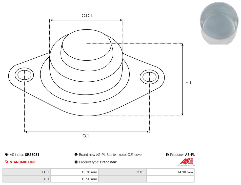 Starter motor commutator-side rear support