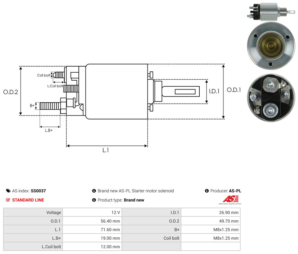Starter motor solenoid switch