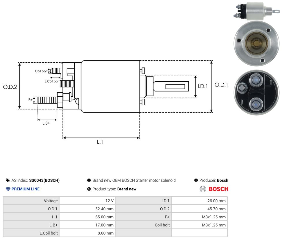 Starter motor solenoid switch