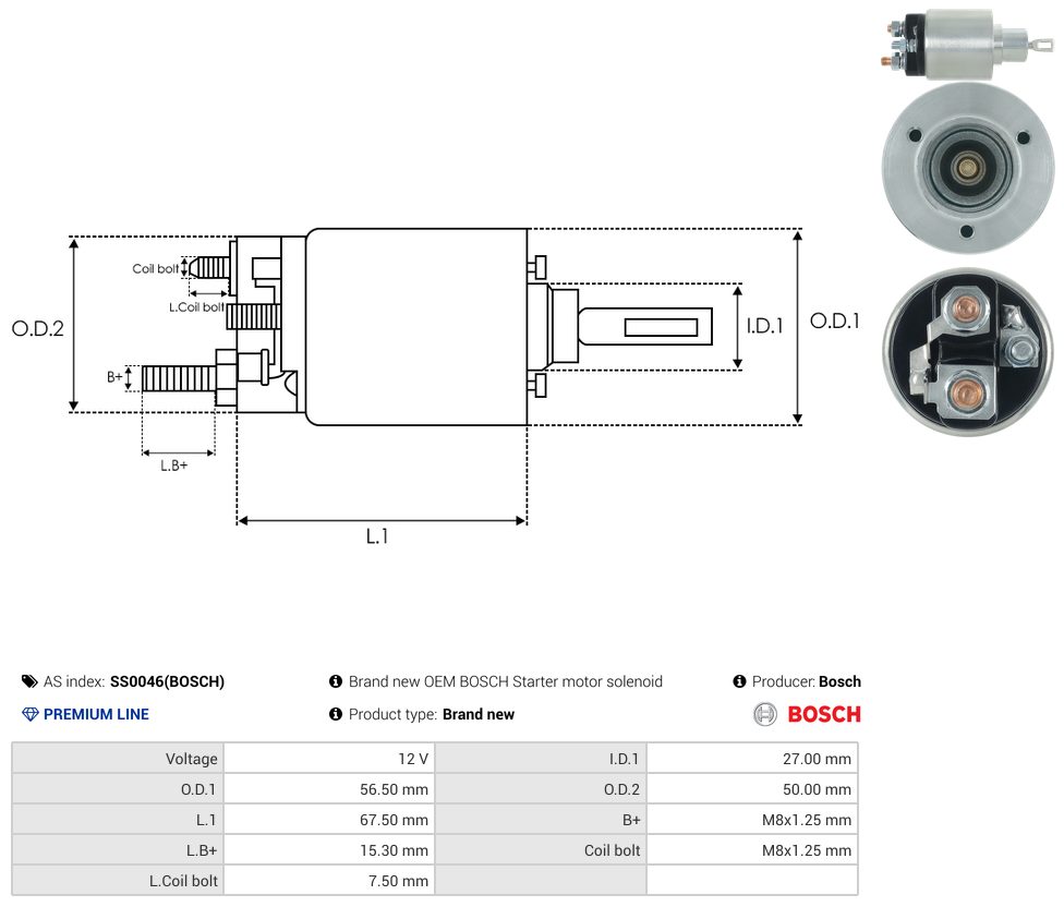 Starter motor solenoid switch