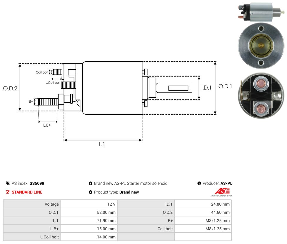 Starter motor solenoid switch