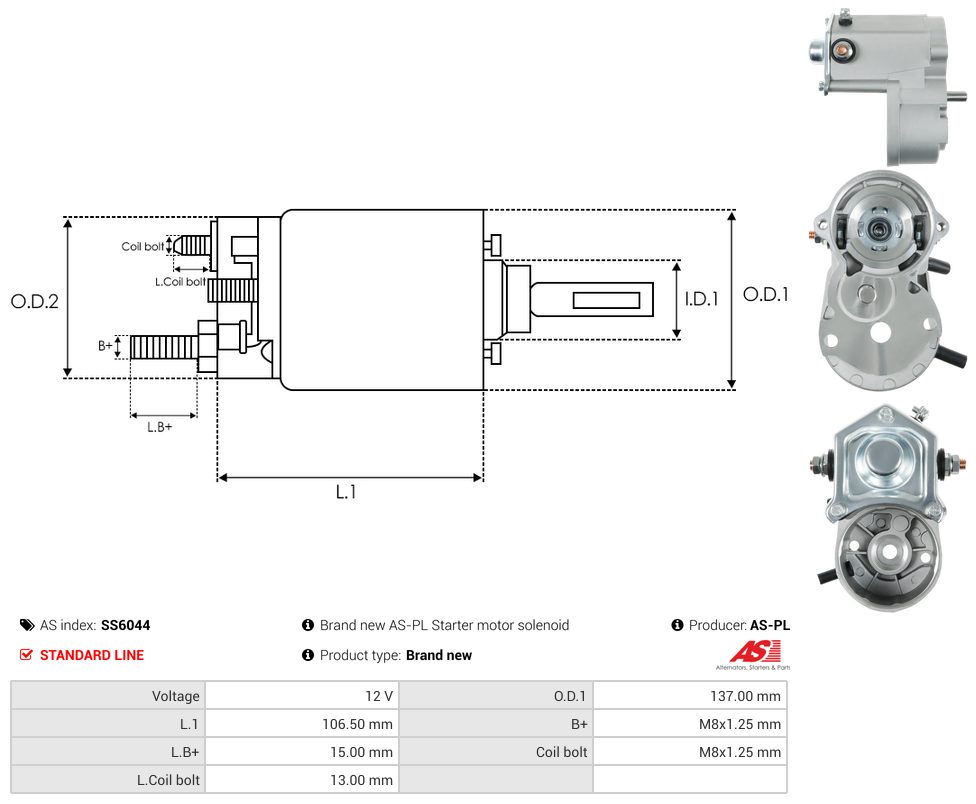 Starter motor solenoid switch