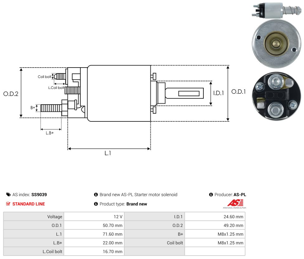 Starter motor solenoid switch