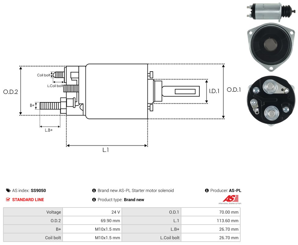 Starter motor solenoid switch