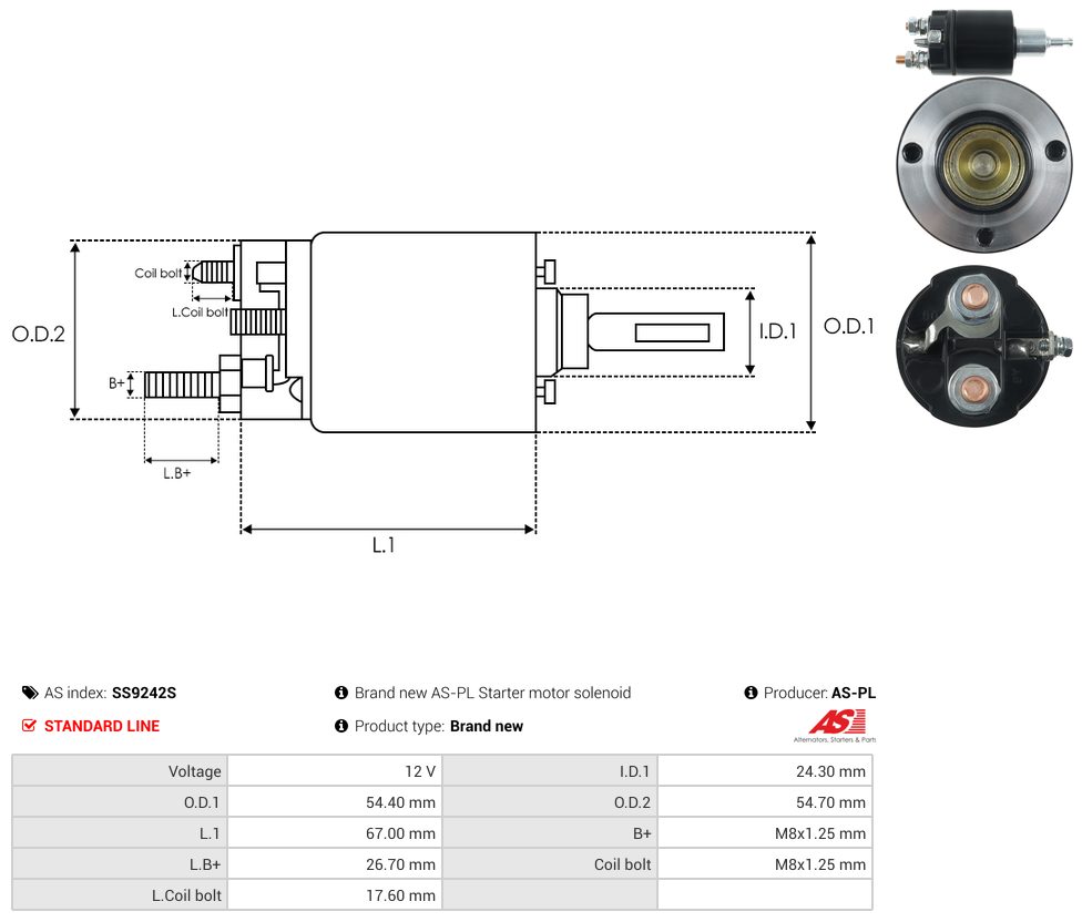 Starter motor solenoid switch