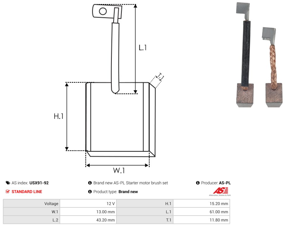 Starter motor brush