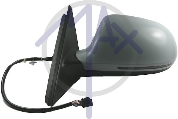 Exterior rear-view mirror left, electric, cap to be painted, with indicator, aspherical chrome heated glass, 6 pin