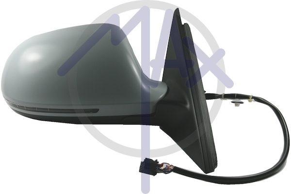 Specchietto retrovisore esterno destro, elettrico, calotta da verniciare, con freccia, ripiegabile elettricamente, vetro asferico cromato riscaldato