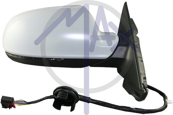 Specchietto retrovisore esterno destro, elettrico, calotta da verniciare, con freccia, vetro convesso cromato riscaldato, 5 porte, 8 pin