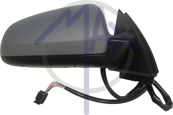 Specchietto retrovisore esterno destro, elettrico, calotta da verniciare, ripiegabile elettricamente, vetro convesso cromato riscaldato