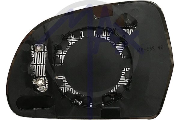 Right rear-view mirror glass, convex chrome, heated