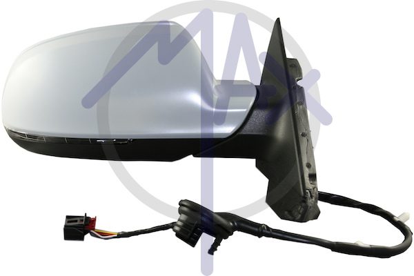 Specchietto retrovisore esterno destro, elettrico, calotta da verniciare, con freccia, vetro convesso cromato riscaldato, 3 porte, 8 pin