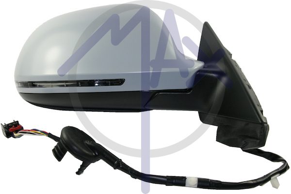 Specchietto retrovisore esterno destro, elettrico, calotta da verniciare, con freccia, vetro convesso cromato riscaldato, 5 porte, 8 pin