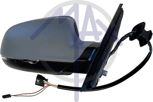 Specchietto retrovisore esterno destro, elettrico, calotta da verniciare, con freccia, con Side Assist (angolo cieco), vetro convesso cromato riscaldato