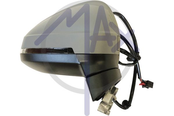 Specchietto retrovisore esterno destro, elettrico, calotta da verniciare, con freccia, con Side Assist (angolo cieco), vetro asferico cromato riscaldato, 8 pin