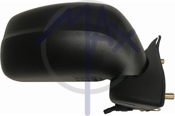 Right outer rear-view mirror, cable adjustment, black cover, convex chrome glass
