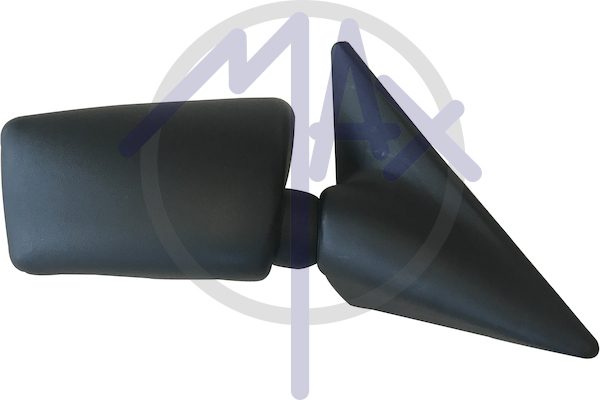Exterior rear-view mirror right, cable adjustment, black cap, convex silver glass
