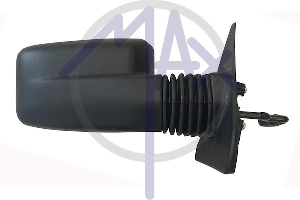 Exterior rear-view mirror right, cable adjustment, black cap, convex silver glass