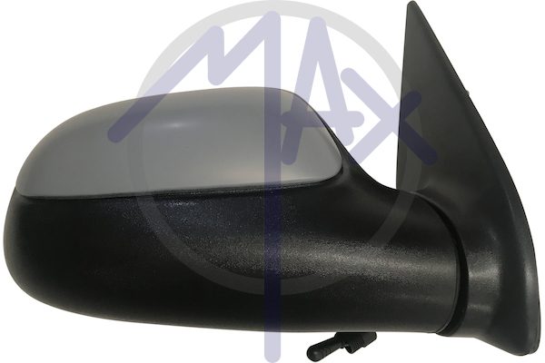 Exterior rear-view mirror, right, cable adjustment, cover for painting, convex chrome glass