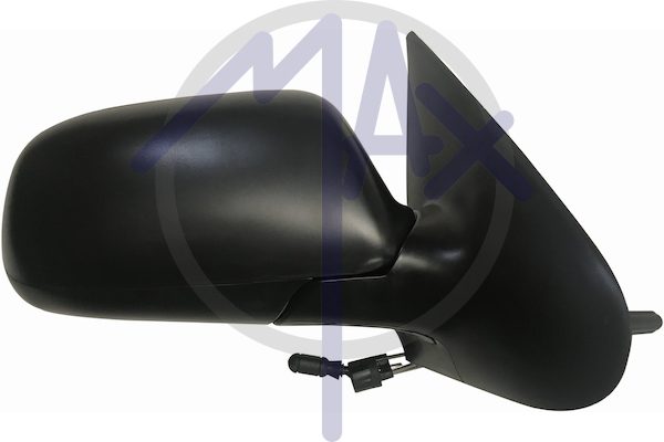 Right outer rear-view mirror, cable adjustment, black cover, convex chrome glass
