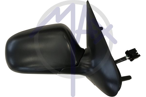 Specchietto retrovisore esterno destro, elettrico, calotta nera, vetro convesso blu riscaldato