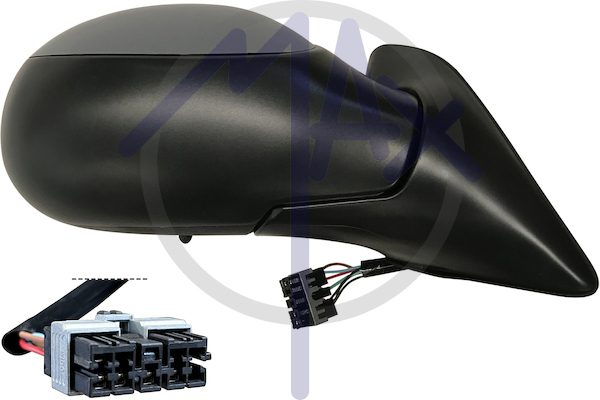 Right outer rear-view mirror, electric, cover to be painted, with temperature sensor, heated chrome convex glass