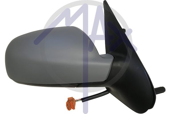 Specchietto retrovisore esterno destro, elettrico, calotta da verniciare, ripiegabile elettricamente, con sensore temperatura, vetro convesso blu riscaldato
