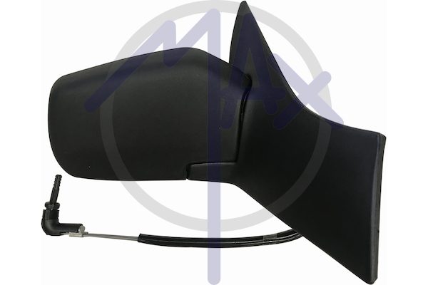 Right outer rear-view mirror, cable adjustment, black cover, convex chrome glass