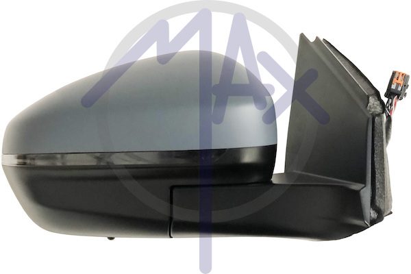 Specchietto retrovisore esterno destro, elettrico, calotta da verniciare, con freccia, con sensore temperatura, vetro convesso cromato riscaldato, 8 pin