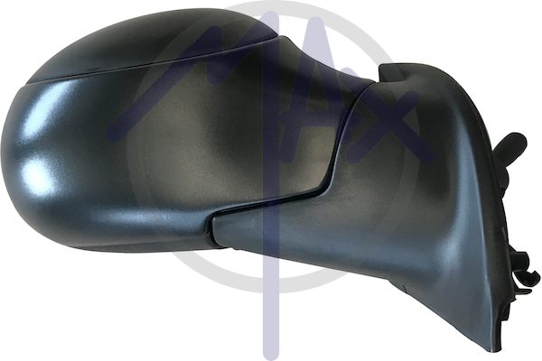 Right outer rear-view mirror, cable adjustment, black cover, convex chrome glass