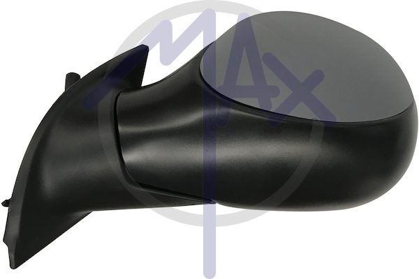 Exterior rear-view mirror, left, cable adjustment, cover for painting, convex chrome glass