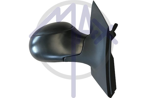 Right outer rear-view mirror, cable adjustment, black cover, convex chrome glass