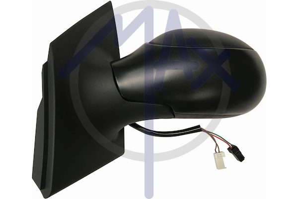 Exterior rear-view mirror left, electric, black cap, convex chrome heated glass