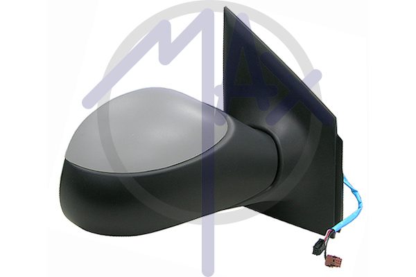 Specchietto retrovisore esterno destro, elettrico, calotta da verniciare, ripiegabile elettricamente, con sensore temperatura, vetro convesso cromato riscaldato, 9 pin