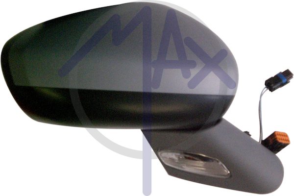 Specchietto retrovisore esterno destro, elettrico, calotta da verniciare, con freccia, ripiegabile elettricamente, con sensore temperatura, vetro convesso cromato riscaldato, 10 pin