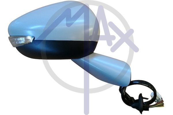 Specchietto retrovisore esterno destro, elettrico, calotta da verniciare, base da verniciare, con freccia, con sensore temperatura, vetro convesso cromato riscaldato, 8 pin