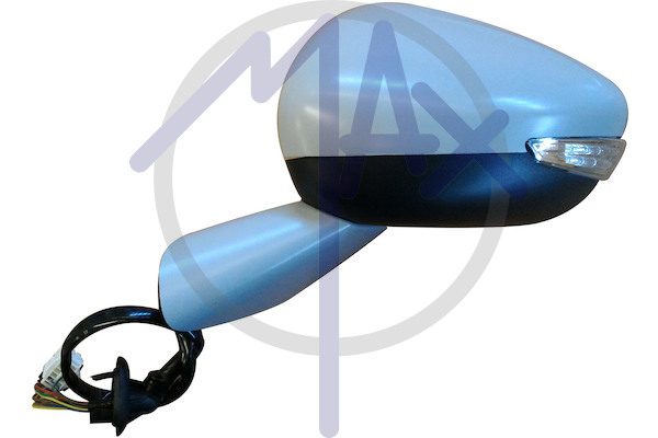 Specchietto retrovisore esterno sinistro, elettrico, calotta da verniciare, base da verniciare, con freccia, con luce di cortesia, ripiegabile elettricamente, vetro convesso cromato riscaldato, 10 pin