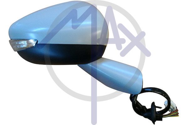 Specchietto retrovisore esterno destro, elettrico, calotta da verniciare, base da verniciare, con freccia, con luce di cortesia, ripiegabile elettricamente, con sensore temperatura, vetro convesso cromato riscaldato, 12 pin