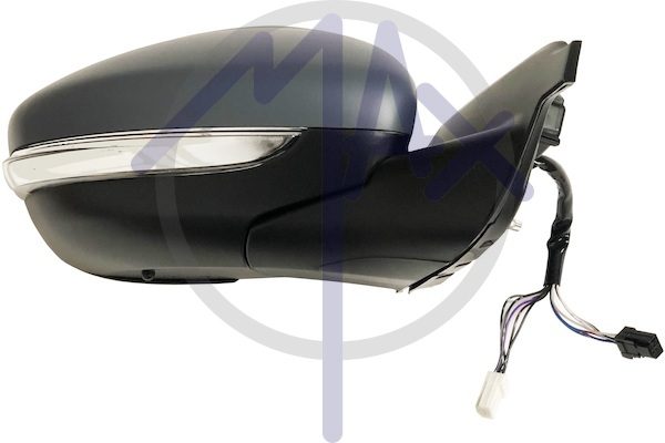 Specchietto retrovisore esterno destro, elettrico, calotta da verniciare, con freccia, con sensore temperatura, vetro convesso cromato riscaldato, 8 pin