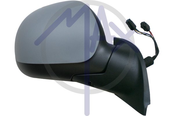 Specchietto retrovisore esterno destro, elettrico, calotta da verniciare, ripiegabile elettricamente, con sensore temperatura, vetro convesso cromato riscaldato