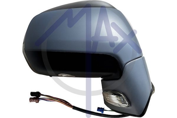 Specchietto retrovisore esterno destro, elettrico, calotta da verniciare, base da verniciare, con freccia, con luce di cortesia, con sensore temperatura, vetro convesso cromato riscaldato