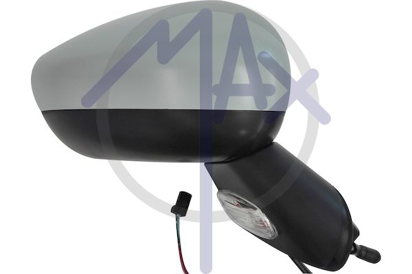 Specchietto retrovisore esterno destro, elettrico, calotta da verniciare, base nera, con freccia, con sensore temperatura, vetro convesso cromato, 7 pin