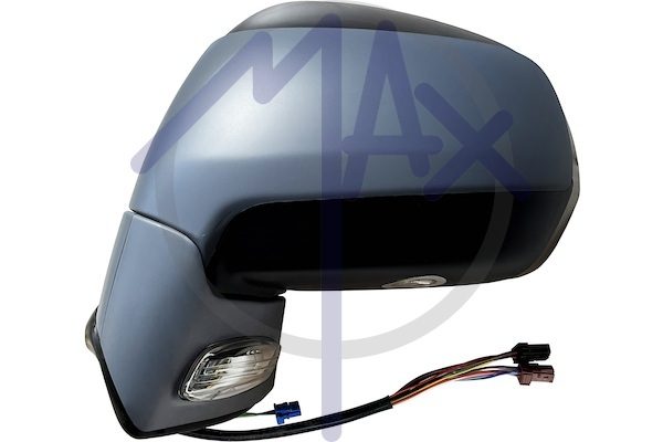 Specchietto retrovisore esterno sinistro, elettrico, calotta da verniciare, base da verniciare, con freccia, con luce di cortesia, ripiegabile elettricamente, con memoria, vetro convesso blu riscaldato