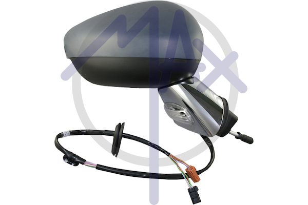 Specchietto retrovisore esterno destro, elettrico, calotta da verniciare, con freccia, con sensore temperatura, vetro convesso cromato, 7 pin
